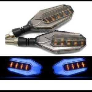 DIRECCIONAL LED DE MOTOCICLETA 075 BICOLOR AMBAR-AZUL 12V JUEGO