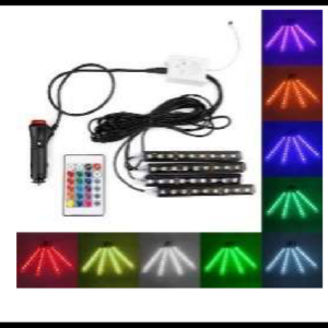 LUZ DECORATIVA RGB CON CONTROL Y CONECTOR A ENCENDEDOR 12V SET 4 PIEZAS