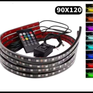TIRA LED DECORATIVA RGB 2 TIRAS 90CM Y 2 TIRAS 120CM CON CONTROL Y CONECTOR A ENCENDEDOR 12V SET 4 PIEZAS