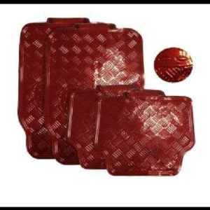 TAPETE METALIZADO ROJO CARBONO SET 4 PIEZAS