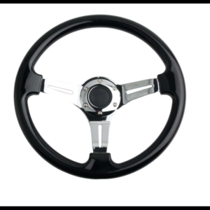 VOLANTE DEPORTIVO MADERA NEGRA 35CM CENTRO METALICO CROMADO  PIEZA