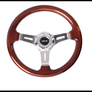 VOLANTE DEPORTIVO MADERA 35CM CENTRO METALICO CROMADO  PIEZA