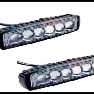 FARO DE NIEBLA 6 LED 18W C/LUPA RECTANGULAR 3 FUNCIONES (BLANCO, AMBAR, ESTROBO BLANCO-AMBAR)12V JUEGO