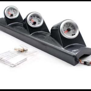 MARCADOR TRIPLE PARA POSTE CARBON TACOMETRO, TEMPERATURA Y VOLTIMETRO UNIVERSAL 12V PIEZA