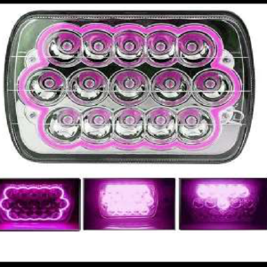 UNIDAD CUADRADA GRANDE 6054 15 LED 45W 7" ALTA Y BAJA CON OJO DE ANGEL MORADO 12-24V JUEGO
