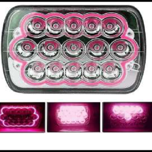 UNIDAD CUADRADA GRANDE 6054 15 LED 45W 7" ALTA Y BAJA CON OJO DE ANGEL ROSA 12-24V JUEGO