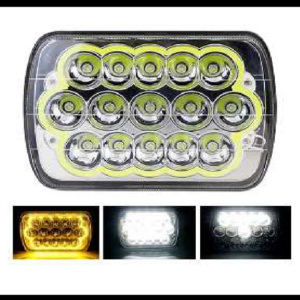 UNIDAD CUADRADA GRANDE 6054 15 LED 45W 7" ALTA Y BAJA CON OJO DE ANGEL AMBAR 12-24V JUEGO