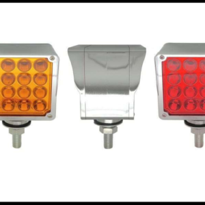 DIRECCIONAL CUADRADA CHICA 16 LED BISEL CROMADO 3 FUNCIONES ALTA Y BAJA Y ESTROBO 12-24V PIEZA