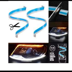 TIRA LED TIPO AUDI 60CM BLANCO/AMBAR (PARA INTALAR EN EXTERIOR DE FARO) 12V PAR