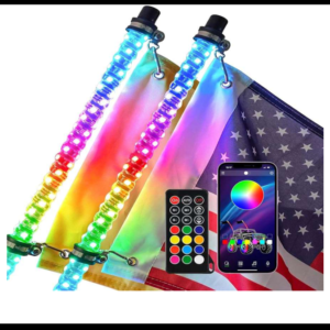 ANTENA DE LUZ LED RGB 120CM CON BLUETOOTH Y CONTROL REMOTO 12V PAR