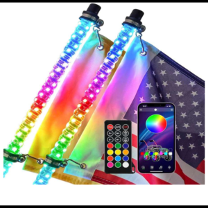 ANTENA DE LUZ LED RGB 150CM CON BLUETOOTH Y CONTROL REMOTO 12V PAR