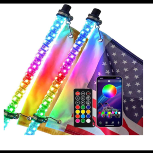 ANTENA DE LUZ LED RGB 60CM CON BLUETOOTH Y CONTROL REMOTO 12V PAR