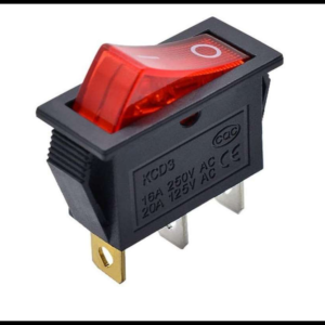 SWITCH 1 PASO RECTANGULAR ROJO CON LUZ 12-110V PIEZA
