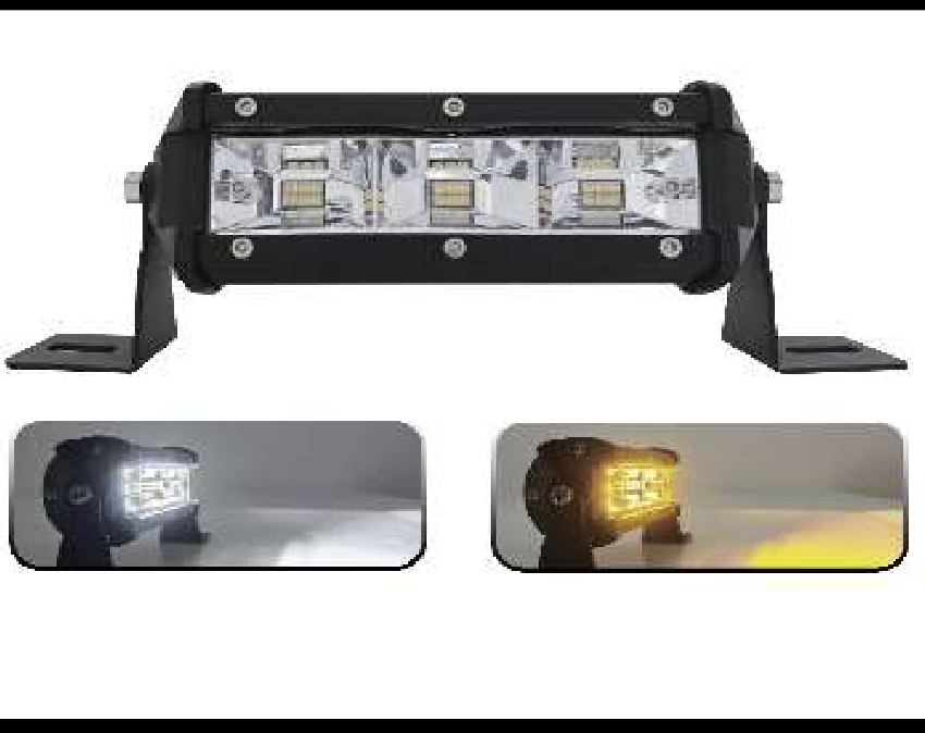 BARRA 18 LED 72W LUZ BLANCA/AMBAR FIJA Y ESTROBO 14.7 x 5 x 4CM 12-48V PIEZA