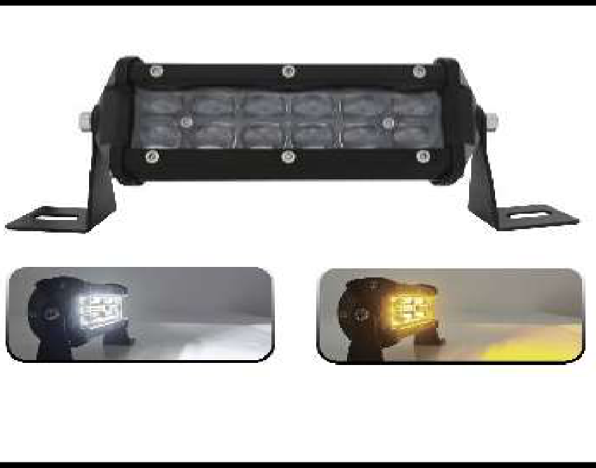 BARRA 12 LED CON LUPA 36W LUZ BLANCA/AMBAR FIJA Y ESTROBO 14.7 x 5 x 4CM 12-48V PIEZA