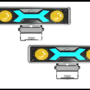 FARO NIEBLA 14W CON 2 LUPAS Y DRL AZUL  12V 16X4CM JUEGO