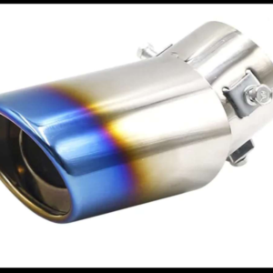 PUNTA DE ESCAPE CURVA UNIVERSAL METALICA CROMADA FLAMEADO AZUL PIEZA
