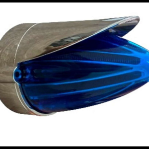 PLAFON PUNTA LARGA AZUL CON VICERA CROMADA TIPO LASER FIJA Y ESTROBO 12-24V PIEZA