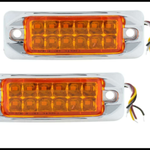 PLAFON 12 LED AMBAR BISEL CROMADO 2 FUNCIONES FIJA Y ESTROBO 12-24V PAR