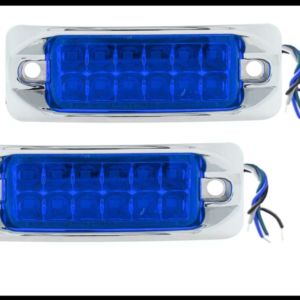 PLAFON 12 LED AZUL BISEL CROMADO 2 FUNCIONES FIJA Y ESTROBO 12-24V PAR