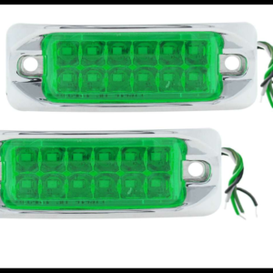 PLAFON 12 LED VERDE BISEL CROMADO 2 FUNCIONES FIJA Y ESTROBO 12-24V PAR
