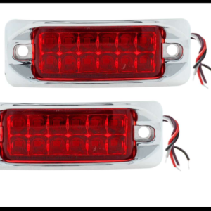 PLAFON 12 LED ROJO BISEL CROMADO 2 FUNCIONES FIJA Y ESTROBO 12-24V PAR