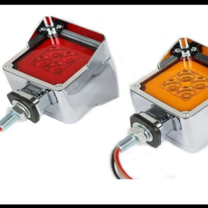 DIRECCIONAL CUADRADA CHICA 8 LED Y ARO GEL Y BISEL CROMADO 4 FUNCIONES ARO ALTA Y BAJA CENTRO FIJO Y ESTROBO 12-24V PIEZA