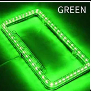 MARCO DE PLACA PARA MOTOCICLETA LED VERDE 3 FUNCIONES  ALTA , BAJA Y ESTROBO 12V PIEZA MEDIDAS: 22CM X 13CM