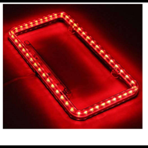 MARCO DE PLACA PARA MOTOCICLETA LED ROJO 3 FUNCIONES  ALTA , BAJA Y ESTROBO 12V PIEZA MEDIDAS: 22CM X 13CM