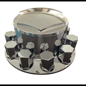 BOMBIN TRASERO CAPUCHON HEXAGONAL PLASTICO CROMADO JUEGO 10 CAPUCHONES, CENTRO DE RIN Y ARO DE CAPUCHONES