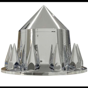 BOMBIN TRASERO CAPUCHON PICO LARGO PLASTICO CROMADO JUEGO 10 CAPUCHONES, CENTRO DE RIN Y ARO DE CAPUCHONES