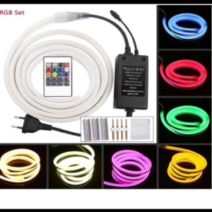 TIRA LED NEON RGB ROLLO 5 METROS CON CONTROL REMOTO Y ELIMINADOR PARA 12-110V PIEZA