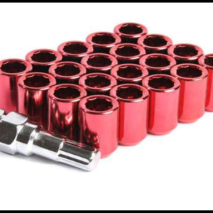 TUERCA TUNNER METALICA CONICA ROJA 12X1.25 16 PIEZAS 1 LLAVE JUEGO