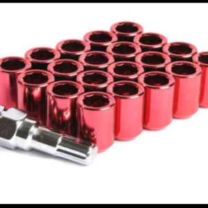 TUERCA TUNNER METALICA CONICA ROJA 12X1.5 16 PIEZAS 1 LLAVE JUEGO