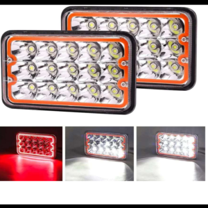 UNIDAD CUADRADA CHICA 4656 15 LED 45W 5" ALTA Y BAJA CON OJO DE ANGEL ROJO 12-24V JUEGO