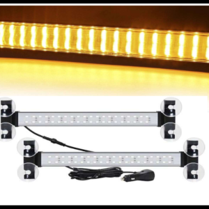 BARRA DOBLE  LED ESTROBOSCOPICA AMBAR 34CM 40 LED 40W CON FUNCIONES 12-24V PIEZA BASE PARA VIDRIO CON CHUPONES