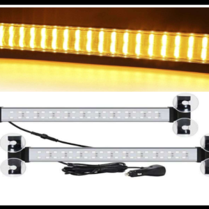 BARRA DOBLE LED ESTROBOSCOPICA AMBAR 54CM 80 LED 80W CON FUNCIONES 12-24V PIEZA BASE PARA VIDRIO CON CHUPONES