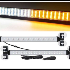 BARRA DOBLE LED ESTROBOSCOPICA BLANCO-AMBAR 54CM 80 LED 80W CON FUNCIONES 12-24V PIEZA BASE PARA VIDRIO CON CHUPONES