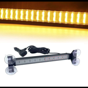 BARRA LED ESTROBOSCOPICA AMBAR 34CM 40 LED 40W CON FUNCIONES 12-24V PIEZA BASE PARA VIDRIO CON CHUPONES