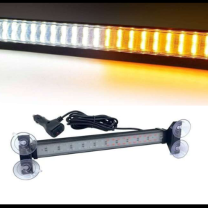 BARRA LED ESTROBOSCOPICA BLANCO-AMBAR 34CM 40 LED 40W CON FUNCIONES 12-24V PIEZA  BASE PARA VIDRIO CON CHUPONES