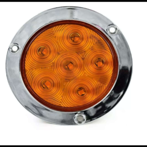 PLAFON REDONDO 4" 5 LED AMBAR CROMADO 2 FUNCIONES FIJO Y ESTROBO 12-24V PIEZA