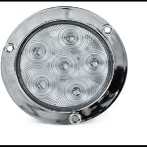 PLAFON REDONDO 4" 5 LED BLANCO CROMADO 2 FUNCIONES FIJO Y ESTROBO 12-24V PIEZA