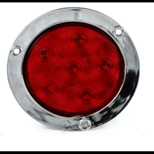 PLAFON REDONDO 4" 5 LED ROJO CROMADO 2 FUNCIONES FIJO Y ESTROBO 12-24V PIEZA