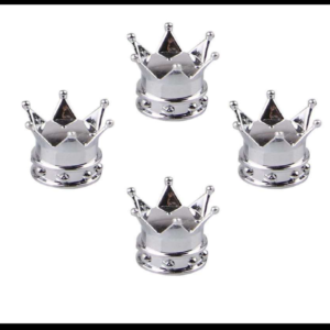 TAPON VALVULA CORONA METALICO CROMADO  SET 4 PIEZAS
