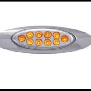 PLAFON 10 LED AMBAR OVALADO MICA CLARA 2 FUNCIONES FIJA Y ESTROBO 12-24V PIEZA