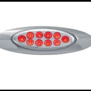 PLAFON 10 LED ROJO OVALADO MICA CLARA 2 FUNCIONES FIJA Y ESTROBO 12-24V PIEZA