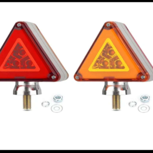 DIRECCIONAL TRIANGULO LED GEL ROJO - AMBAR 2 FUNCIONES FIJA Y ESTROBO 12-24V PAR