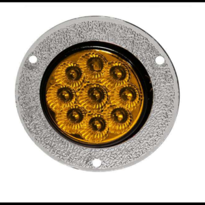 PLAFON REDONDO 2" 9 LED AMBAR 2 FUNCIONES FIJA Y ESTROBO 12-24V PIEZA